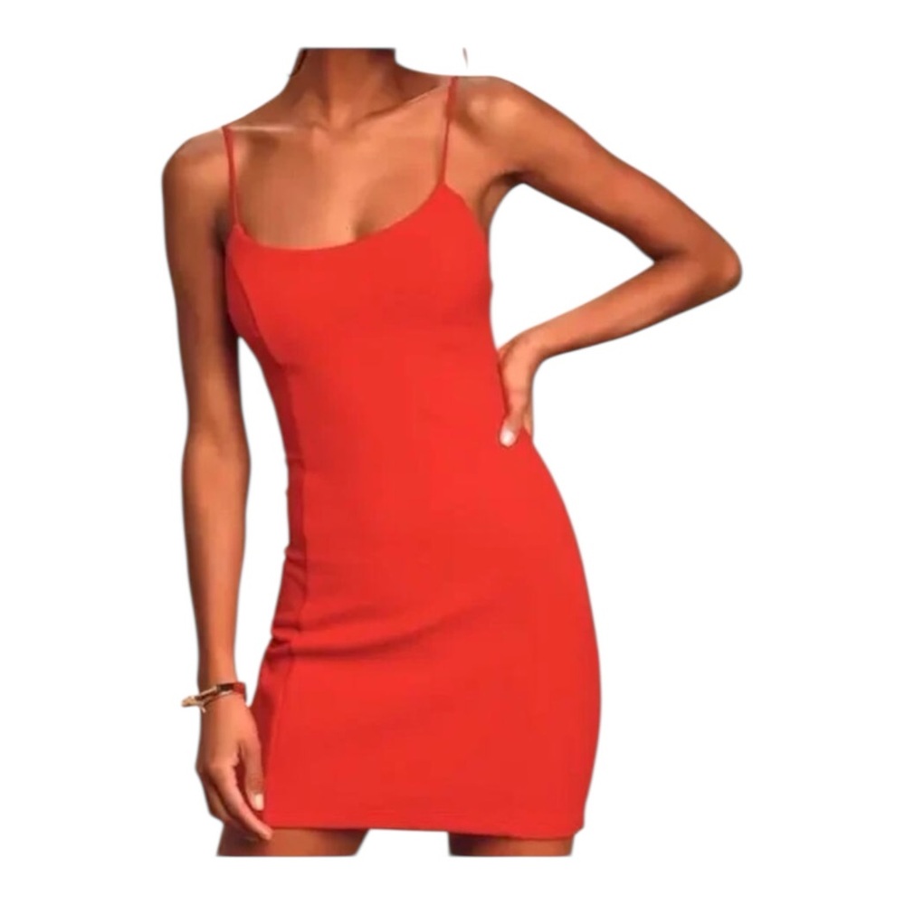 Lulus Mini Dress Stay Out Later Red Backless bodycon- M NWT